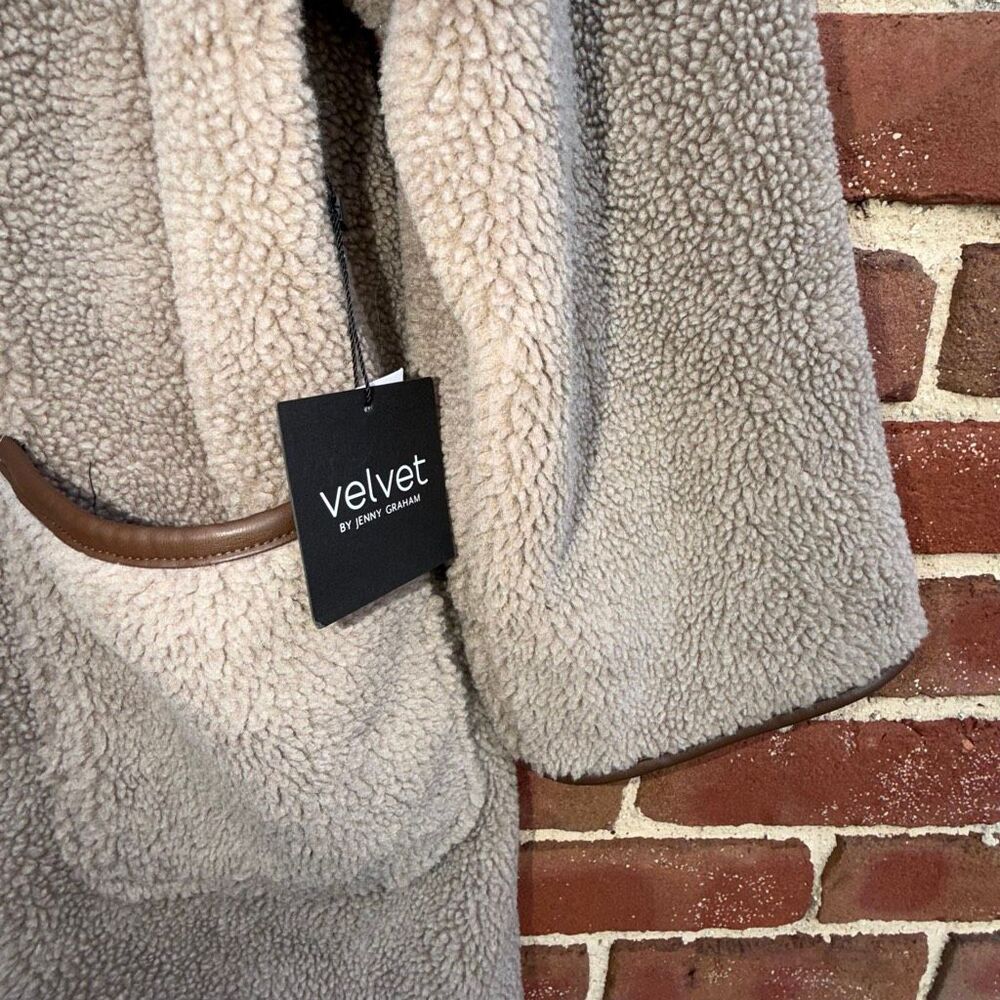 Velvet by Graham & Spencer $378 Greenwich Faux Sherpa Long Coat Taupe Size S NWT - Picture 16 of 16